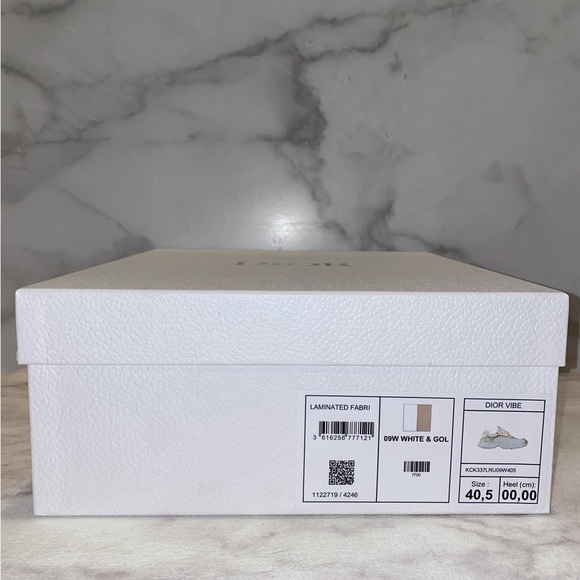 NIB Women’s Authentic Dior Vibe White & Metallic Gold Mesh and Leather Sneakers - Picture 13 of 15